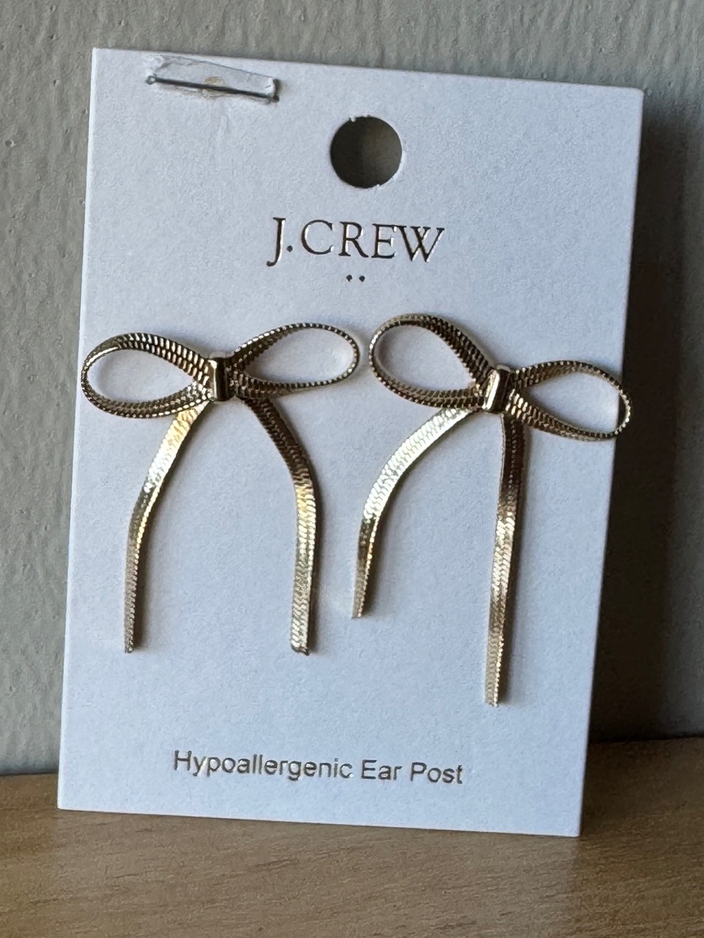 NWT! J. CREW FACTORY Metallic Bow Earrings, Gold